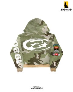 Custom Full Print Camo Tracksuit | <b>Studded</b> Zip Up Hoodie & Wide Leg Pants | OEM Streetwear Style Fleece Set Manufacturer - Product Image 5