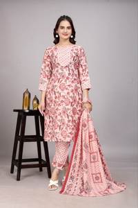 OFFRE SPÉCIALE ÉTÉ NOUVELLE COLLECTION SALWAR KAMEEZ EN TROIS PIÈCES AVEC TISSU IMPRIMÉ EN SLUB POURPRE, SÉCHAGE RAPIDE, CUTTAGE REGULIER POUR FEMMES - Product Image 3