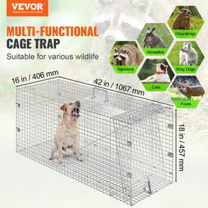 Trampa para Animales Vivos de Hierro Galvanizado de 42 x 16 x 18 Pulgadas con Asa Plegable, Jaula para Gatos, Perros Errantes y Armadillos - Product Image 2