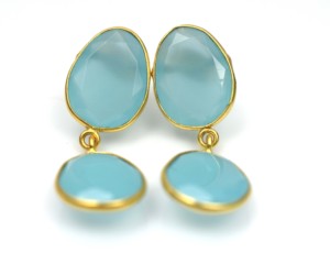 Gold Plated <b>Turquoise</b> Drop <b>Earrings</b> Women's Minimalist Water Drop Shape Bezel Setting Everyday Wear Jewelry - Product Image 6
