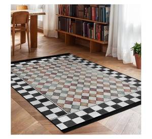 Tapis moderne abstrait à motif de feuilles tropicales, design minimaliste palmier, en polyester doux, antidérapant, pour salon et chambre à coucher - Product Image 1