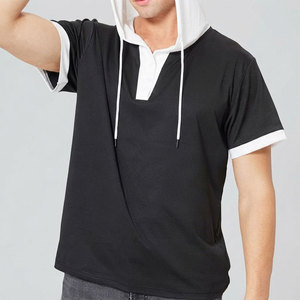 Realxation Fit Men's Short Sleeve Training <b>Hoodie</b> With Customizable Packaging <b>Lightweight</b> Eco Friendly Smart Fancy Look Gym Hood - Product Image 6