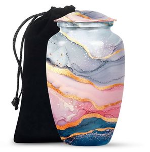 Aluminum Cremation Urn for Human Ashes - Adult Size Metal Urn with <b>Secure</b> <b>Screw</b> Lid - Polished Memorial Vase for Cemetery Buria - Product Image 1