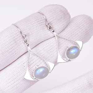 Boucles d'oreilles en pierre de lune arc-en-ciel, argent sterling 925, bijoux faits à la main, pierres précieuses, cadeau de luxe pour femmes - Product Image 5