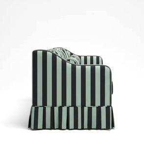 Sofá Moderno de Lujo Estilo Regency con Tela a Rayas, Clásico Tuxedo de Respaldo Alto, Sofá de 3 Plazas con Falda Plisada y Cojines Decorativos - Product Image 4