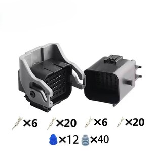 Connecteur automobile, prise femelle 28 broches, 12V, plastique noir, montage sur panneau rectangulaire, terminaison à souder, verrous étanches - Product Image 3
