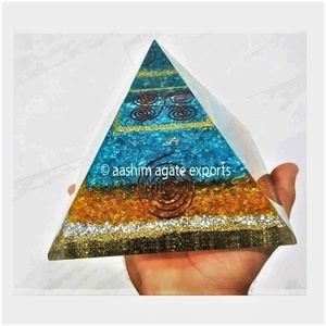 Large Turquoise Citrine Quartz Chips Aluminium Layer Orgone <b>Pyramid</b> Crystals Healing Reiki Rocks Minerals for Meditation - Product Image 1