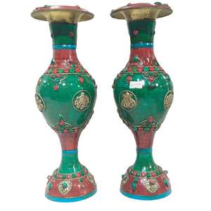 ชุดแจกันดอกไม้ทรงยาวตกแต่งแบบดั้งเดิมทำจากทองแดงสุดพิเศษ - Product Image 1