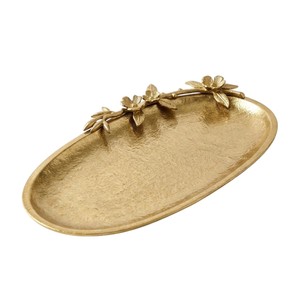 Fine Quality <b>Gold</b> Embossed Metal Handcrafted Royalcore Eco-Friendly Wedding Decorative <b>Serving</b> <b>Tray</b> with Handles - Product Image 2