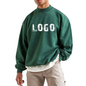 Sudadera Personalizada de Algodón Lavado Estilo Vintage con Cuello Redondo, Logotipo Estampado Desgastado, Sudadera con Capucha de Cuello Alto, Fabricante OEM ODM - Product Image 1