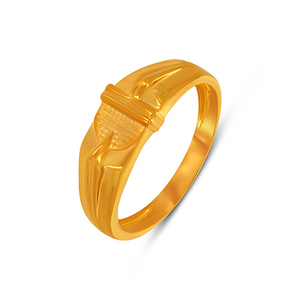 CrestStrike <b>Men</b>’s Gold <b>Ring</b> Gold Tone <b>Ring</b> with Bold Sculpted Crest High-Polish Finish Modern Band <b>for</b> <b>Men</b> Gift Ready Jewelry - Product Image 1