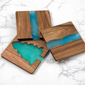 Custom Wooden Resin Coasters with Holder Contemporary Design Eco-Friendly Heat Resistant for Dining Kitchen Tabletop Protection - Product Image 6