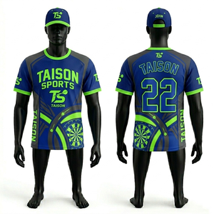 Camiseta Deportiva de Poliéster de Alto Rendimiento de 160 g/m² para Hombre, Color Azul Rey, Verde Neón con Paneles Grises en los Hombros, Logotipo Personalizado por Sublimación - Product Image 1