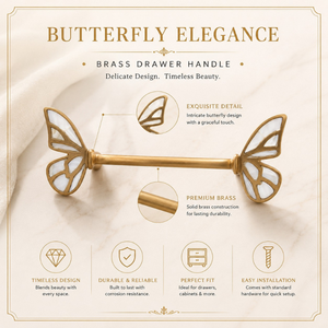 Tirador de Gabinete de Latón Premium con Diseño de Mariposa, Decorativo para Cajones, Armarios, Cocinas y Muebles, Herraje con Detalles en Oro - Product Image 5