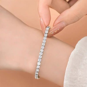 D VVS1 Moissanite 2mmTennis Bracelet Original S925 Sterling Silver Plated 18k White Gold with GRA Bracelets Women <b>Man</b> Bracelet - Product Image 2