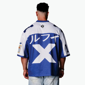 Maillot de football américain surdimensionné en maille respirante pour homme, à manches courtes, imprimé graphique, en polyester, personnalisable pour équipes, services OEM - Product Image 5