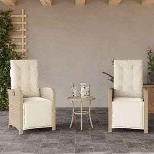 Juego de 2 sillas reclinables de jardín en color beige y blanco crema para muebles de patio - Product Image 1
