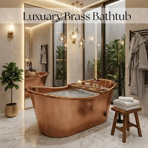 Baignoire en cuivre de luxe moderne avec un design élégant et autoportant |   Finition en cuivre artisanale de qualité supérieure pour salles de bain inspirées des spas - Product Image 2