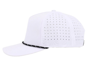 White Baseball Cap Breathable <b>Waterproof</b> Laser Cut Solid Color Adjustable Unisex Adult 5-Panel <b>Hat</b> 100% Polyester Sports MOQ - Product Image 2