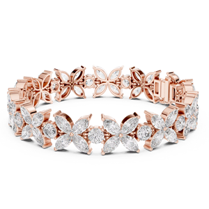 Ensemble de bracelets tennis marquise tendance en or rose massif 18 carats plaqué rhodium, certifié par une tierce partie, pour cadeaux de luxe et événements festifs - Product Image 1