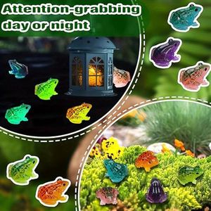 Figurines de grenouilles en résine lumineuses, couleurs vives mélangées, 20 pièces, décoratives, pour artisanat DIY, maison, jardin féerique, micro-paysage, petites figurines - Product Image 5