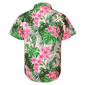 Chemise à col campiste à imprimé floral botanique personnalisé vert, manches courtes, style tropical, plage, vacances d'été - Product Image 2