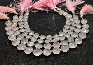 Perles facettées en forme de pièce de monnaie en quartz rose naturel AAA, 8-9 mm, perles de pierre précieuse en quartz rose, 8 pouces, pour la fabrication de bijoux, vente en gros - Product Image 2