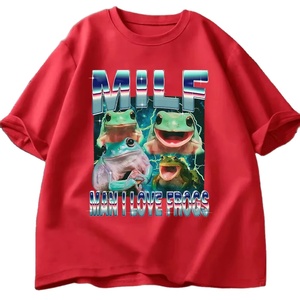 MILF homme j'aime les grenouilles drôle grenouille Meme graphique t-shirt mode Vintage T-shirts hommes femmes coton surdimensionné haut respirant - Product Image 4