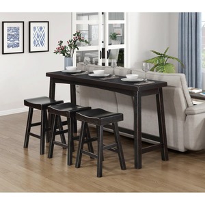 Ensemble table console moderne avec 3 tabourets sans dossier finition métal pour derrière canapé, salon ou salle à manger - Product Image 5