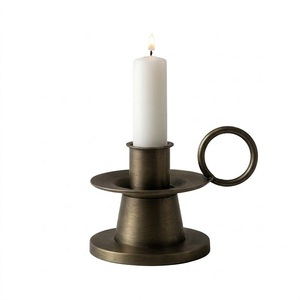 เชิงเทียนทรงกรวยโลหะอะลูมิเนียมเคลือบสีบรอนซ์พร้อมหูจับทรงกลม สำหรับงานขึ้นบ้านใหม่ งานแต่งงาน การจัดดอกไม้ งานวันเกิด - Product Image 1