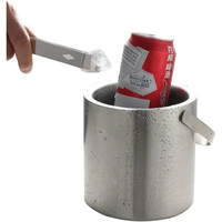Cubo de Hielo Aislado de Acero Inoxidable de 1.6-5L, Recipiente para Bebidas de Doble Pared, Asa de Transporte Cómoda, Contenedor de Hielo para Cerveza y Vino, Herramienta de Bar