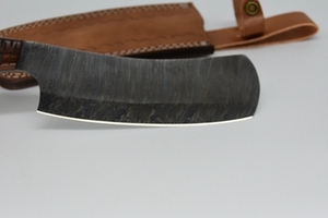 Custom Made Chef Handmade <b>Kitchen</b> Cleaver <b>Knife</b> Leather Cover Fixed Blade Customized Damascus Cleaver <b>Knives</b> Camping Hunting Use - Product Image 3