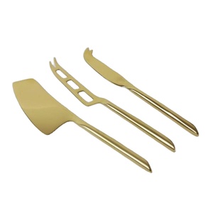 Coffrets de couteaux à fromage de luxe, finition dorée, acier inoxydable, pour servir des gâteaux au fromage, couverts de qualité supérieure pour les mariages, les événements et les fêtes. - Product Image 1