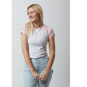 Blusa de Manga Corta con Cuello Redondo y Bloques de Color, Estilo Minimalista, Corte Regular, Diseño Empalmado, Top de Otoño 100% Algodón Transpirable - Product Image 5