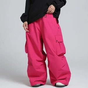 Pantalones Cargo Impermeables Color Rosa para Mujer, Cintura con Cordón, Ropa para Esquí en la Nieve - Product Image 4