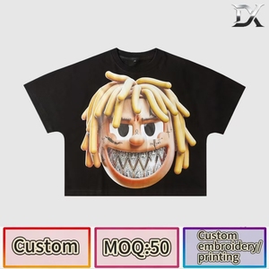 เสื้อยืดทรงบ็อกซี่แบบกำหนดเอง คุณภาพฤดูร้อน ผ้าฝ้าย 100% สตรีทแวร์ ขายส่ง ลายกราฟิก ไหล่ตก แฟชั่น เสื้อยืดแขนสั้นผู้ชาย - Product Image 3