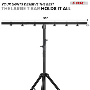 Système de treillis d'éclairage de scène 5Core DJ Light Stand, hauteur réglable 39-100 pouces, support en T métallique robuste, sur pied, LS 100-6 - Product Image 5