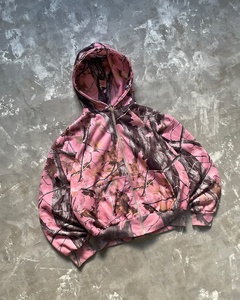Chándal de camuflaje rosa con estampado de árboles por sublimación personalizado OEM, sudadera con capucha de forro polar de alta calidad con cremallera y pantalón holgado de pierna ancha. - Product Image 2
