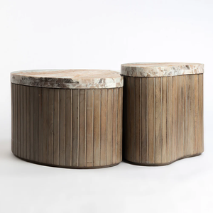 Large Premium Solid Wood marble <b>Nested</b> Extendable Coffee <b>Table</b> Set Custom Color Customizable Design Custom Shape Living Room - Product Image 2