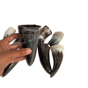 Top Selling Medieval Agate Drinking <b>Cup</b> Eco Friendly American Crafts Polished Carved Angel Natural Buffalo Horn Leather Holder - Product Image 5