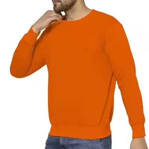 Sudadera de Cuello Redondo Color Naranja para Hombre, Corte Regular, Color Sólido, Tejido de Algodón, Estilo Casual para Otoño - Product Image 6