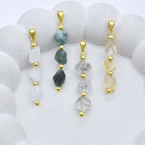 Raw Peridot Three Stone Beaded Link Pendant Gold Plated Natural Gemstone Connector Charm Jewelry Making Supply DIY Necklace Gift - Product Image 5