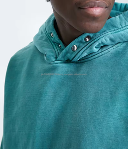 Logotipo personalizado Streetwear No String Wash Sudadera con capucha desgastada French Terry Cotton Cut - Product Image 5