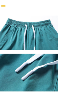 Shorts décontractés pour hommes, rouge uni, anti-rides, respirants, séchage rapide, taille mi-haute, avec cordon de serrage et poches, pour le sport - Product Image 4