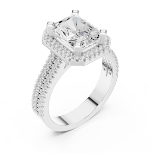Anillo de Oro Sólido de 14K con Doble Banda de Diseño Único, Diamante Cultivado en Laboratorio de Corte Radiante de 2.5 CT, para Compromiso, Boda o Aniversario - Product Image 4