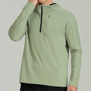 Hot Sale Fitness & Training Apparel Customized Plus Size Muscle Fit Quarter Zip Workout <b>Jackets</b> Nylon Terry Made <b>Running</b> <b>Jacket</b> - Product Image 1