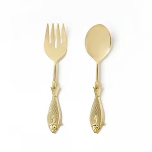 Juego de cubiertos decorativos de latón dorado, elegante juego de utensilios de mesa, decoración de lujo para bodas - Product Image 3