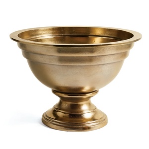 Vintage Metal Centerpiece Bowl for Luxury Events & <b>Wedding</b> Decoration Elegant Gold Finish Handcrafted Metal Pedestal Fruits Bowl - Product Image 1