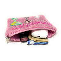 Pochette Martini brodée à la main avec perles, motif cocktail, pochette de soirée, mini porte-monnaie, fermeture éclair personnalisée, compacte et portable