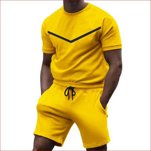 Ensemble homme personnalisé avec logo, t-shirt à manches courtes et short 100% coton, vêtements homme, ensemble court 2 pièces - Product Image 1